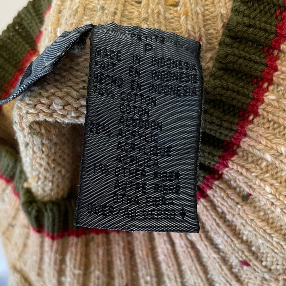 Vintage Liz Claiborne Beige and Green Patterned Sweater - Picture 6 of 8